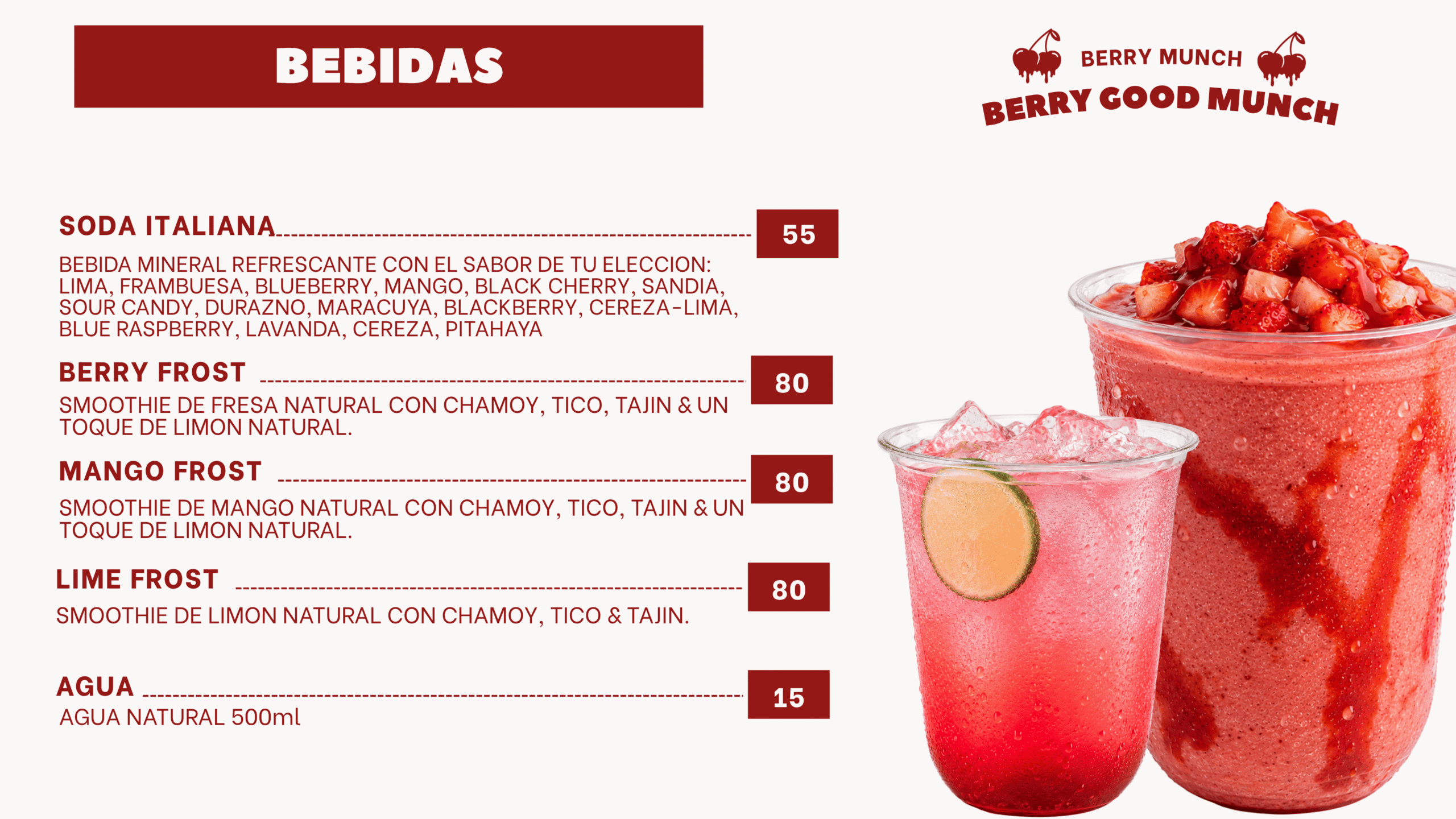 BEBIDAS BERRY MUNCH MENU